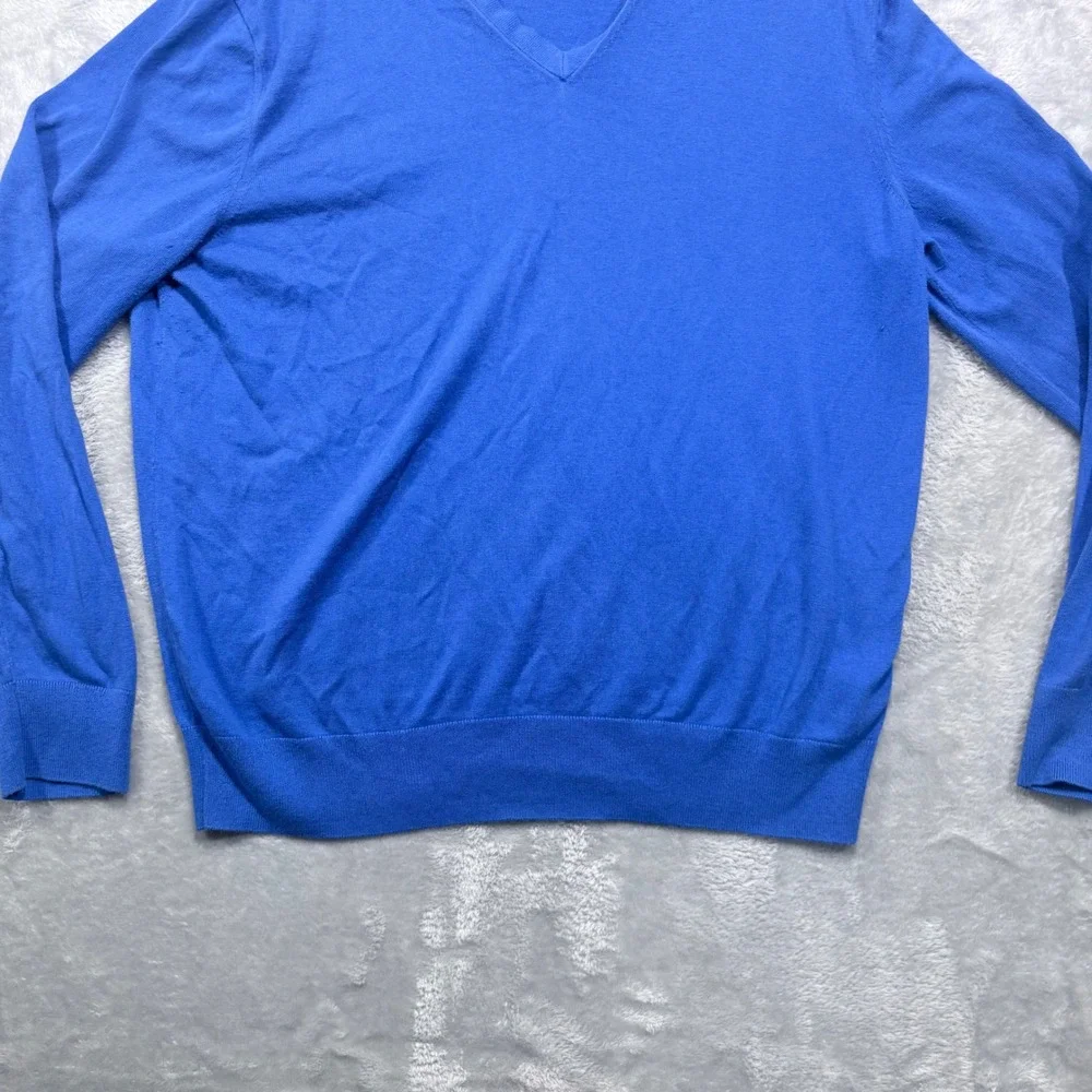 Banana Republic V-Neck Sweater Mens XL Blue Luxury Blend Silk Cotton Cashmere